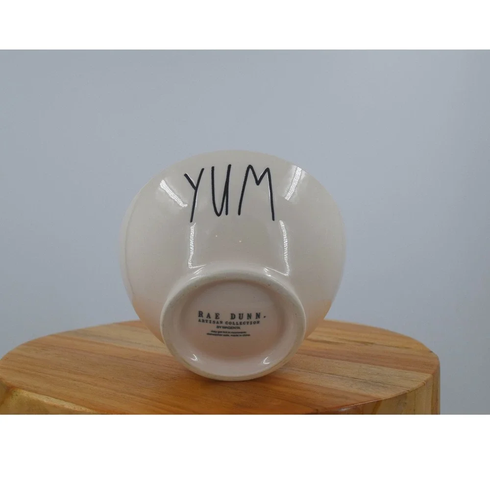 Rae Dunn YUM Bowl Artisan Collection‎ by Magenta Cream White Ceramic Foodie